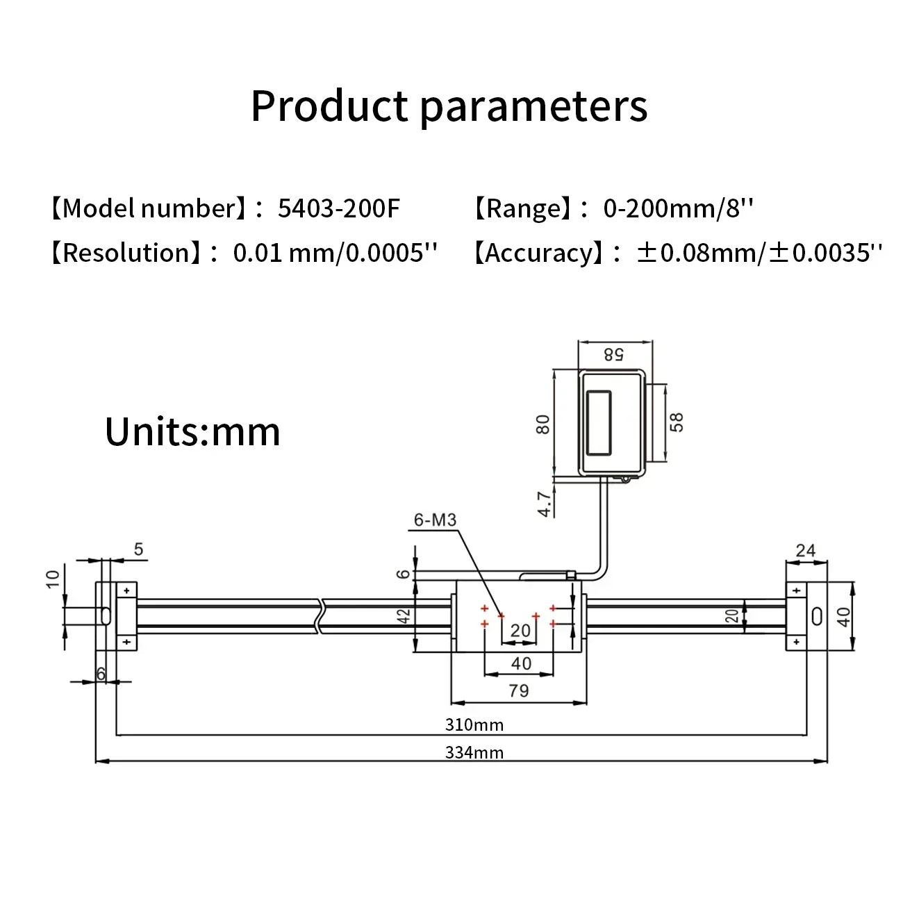 Digital Linear Scale DRO 0-200mm 0.01mm Magnetic Remote External Display