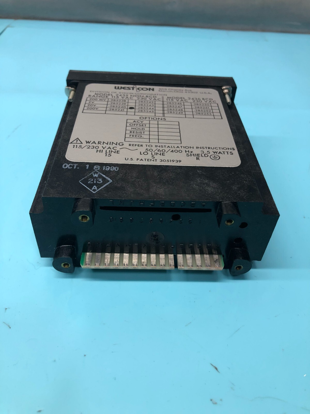 WESTCON Weston Counter 2435 NON-BCD Digital Panel Meter Runs 115VAC 0-2V, 150562
