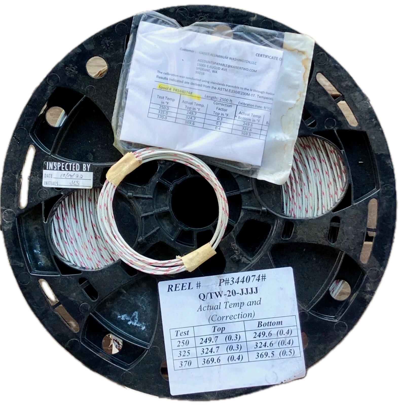 TEW & C 1 Pair Q/TW-20-JJJJ Spool Thermocouple 2,500 FT AWG 20 Solid Conductor