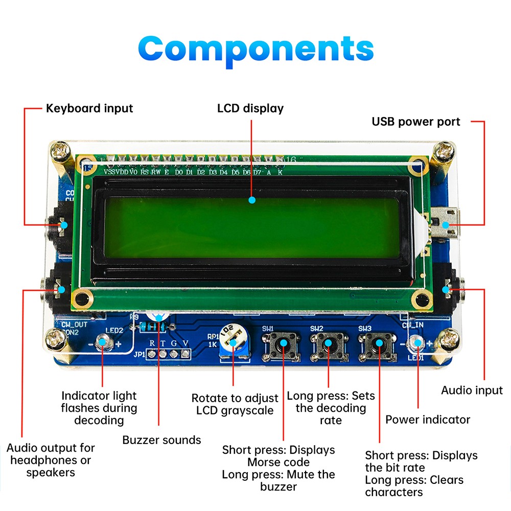 DC 5V CW Morse Code Decoder Circuit Board Welding Practice DIY Electronic Kit