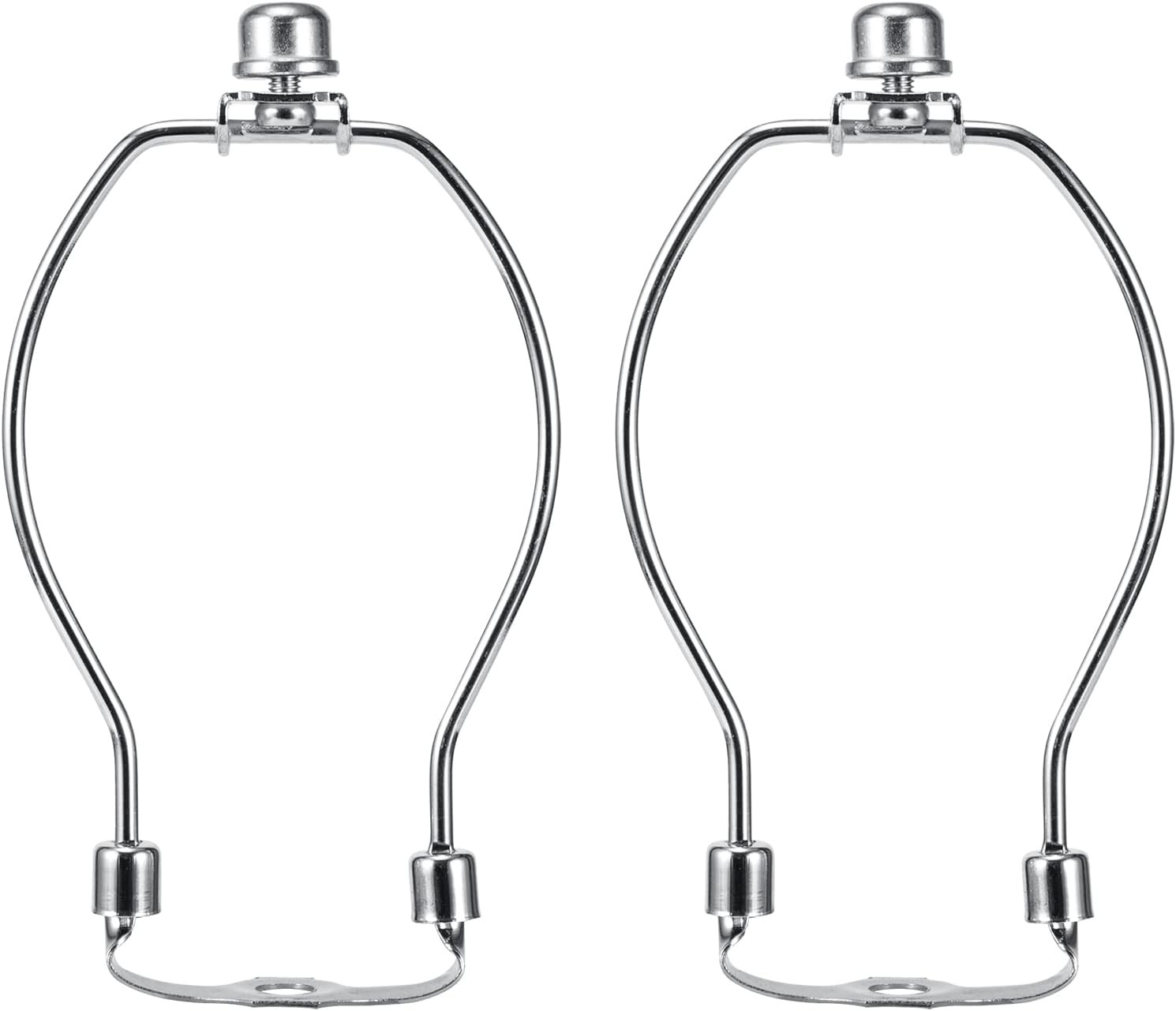 6 Inch Lamp Harp Kits, Nickel Finish, 3/8 Inch Saddle Base Holes, Light Duty