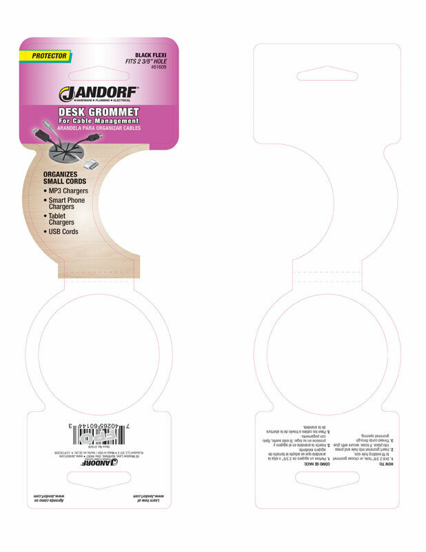 Jandorf DESK GROMMET Black Flexi Fits 2-3/8″ Hole Cable Management Protect 61609