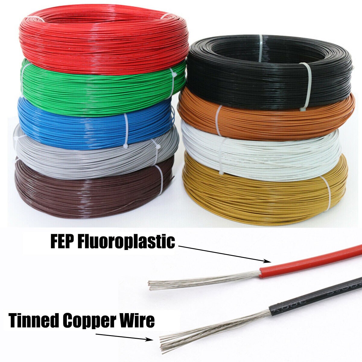 Flexible Tinned Copper UL1332 PTFE Cable Wire 12 14 16 18 20 22 24 26 28 AWG