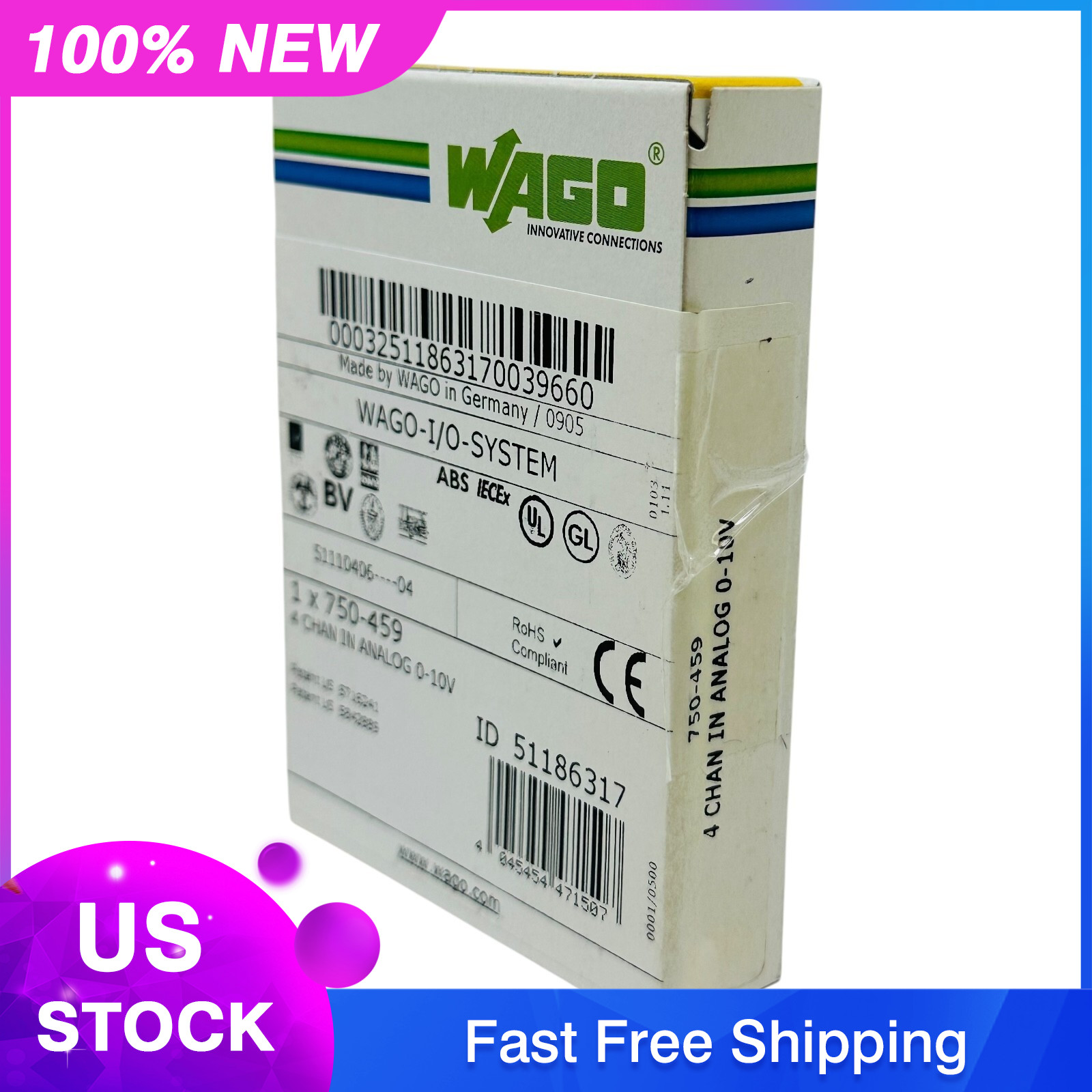 WAGO 750-459 INPUT MODULE ANALOG 4 CHANNEL 10 VDC NEW/NOS IN FACT SEALED BOX