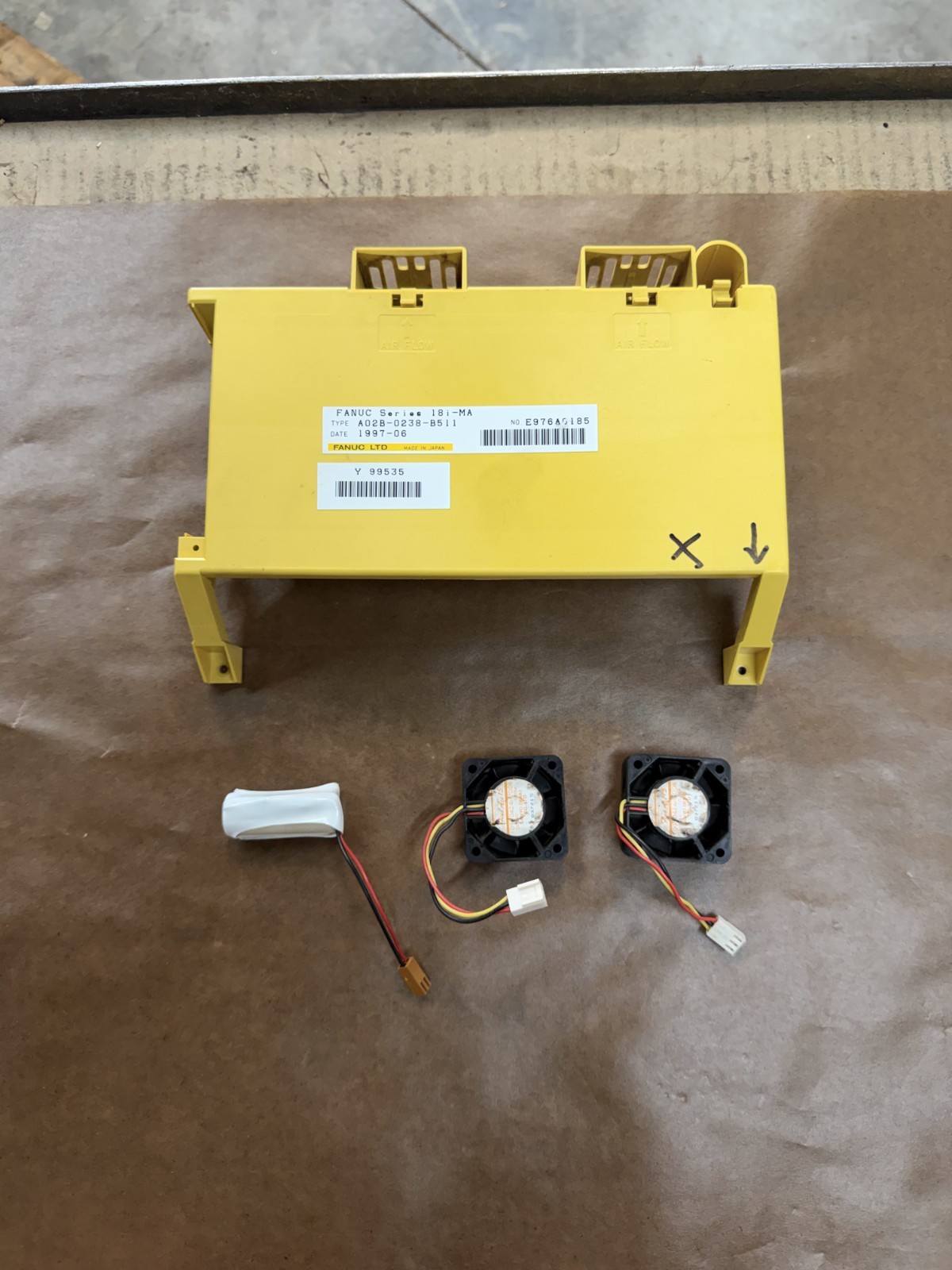 FANUC Control Board Yellow Housing Cover w/ Dual Nidec Cooling Fans & PCB