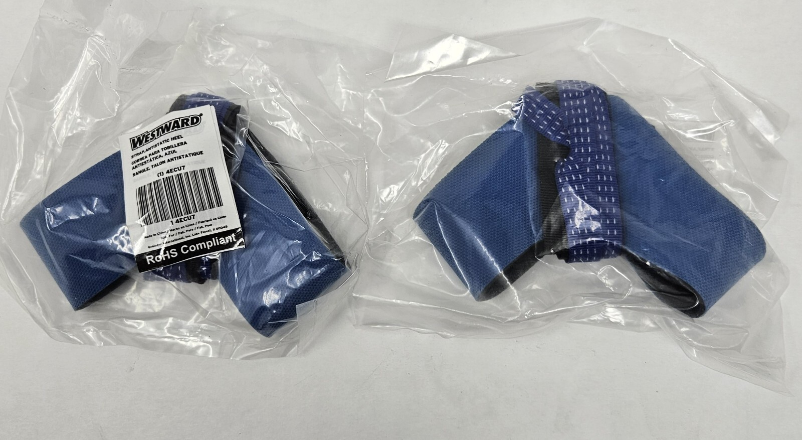 Westward 4ECU7 Antistatic Heel Strap Hook & Loop Blue 1 Pair