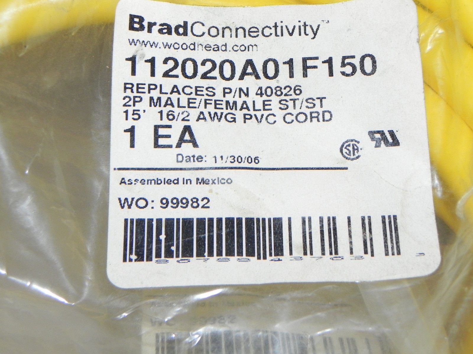 Brad Connectivity 112020A01F150 2P Male/Female ST/ST 15′ 16/2 AWG Mini-Change