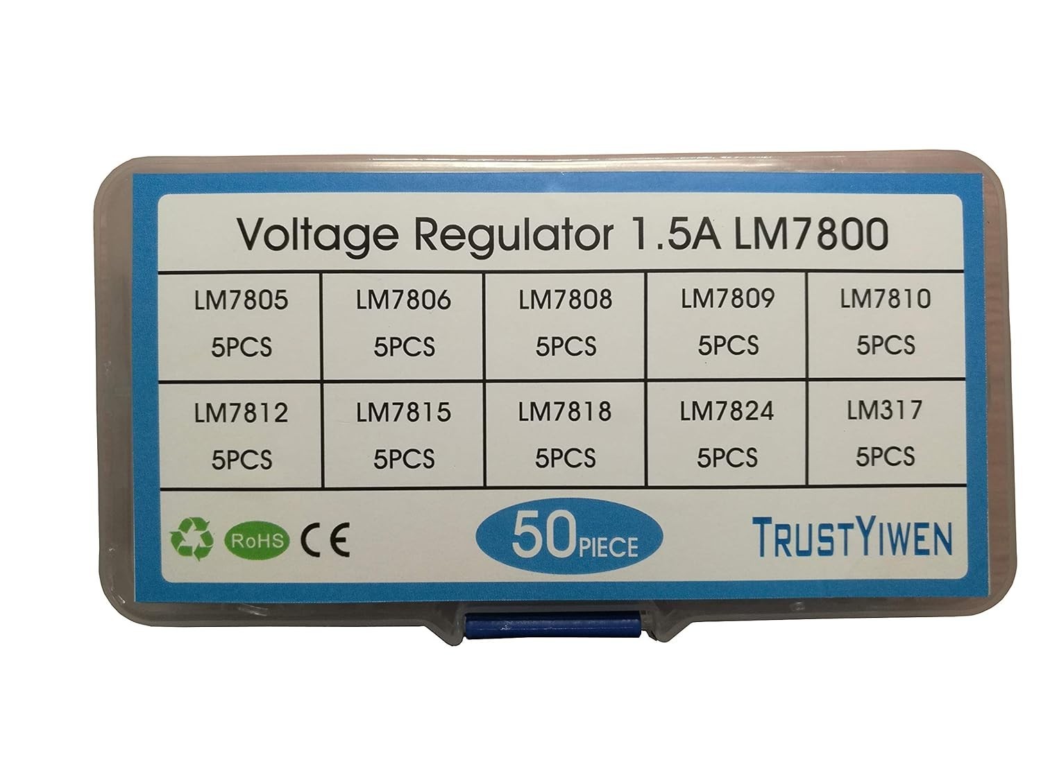 Assorted 50 Voltage Regulators: LM7805, LM7806, LM7810, LM317 & More