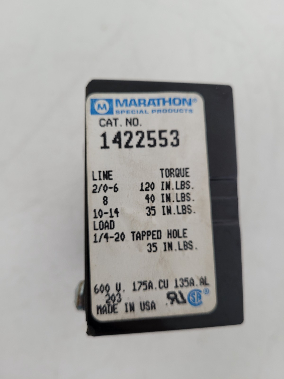 Lot of 2 – 1422553 Marathon 600V 175A Power Distribution Block – Next Day Option