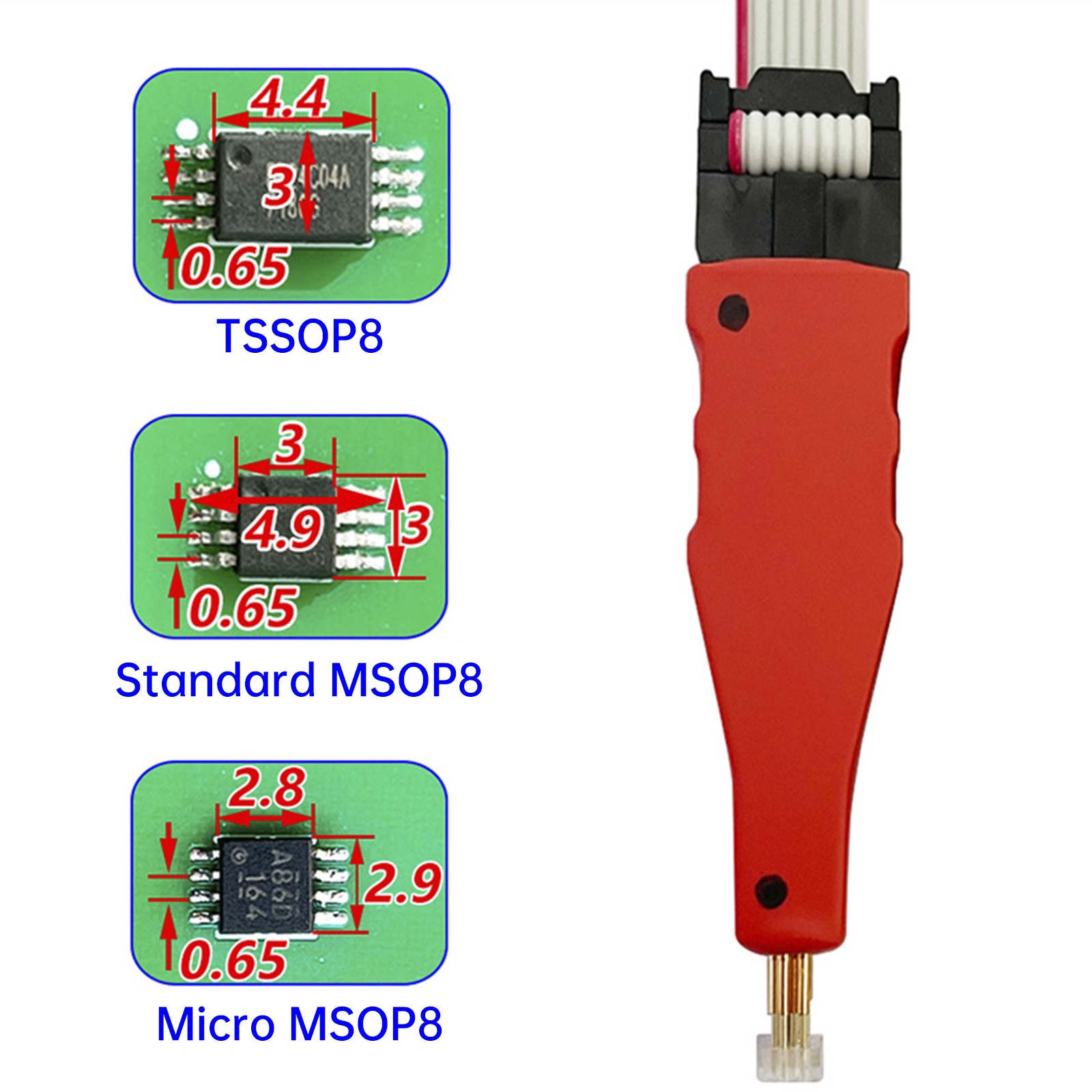 TSSOP8/MSOP8 Chip Burn Test Probe Micro Chip Spring Pin Car Connection Cable#
