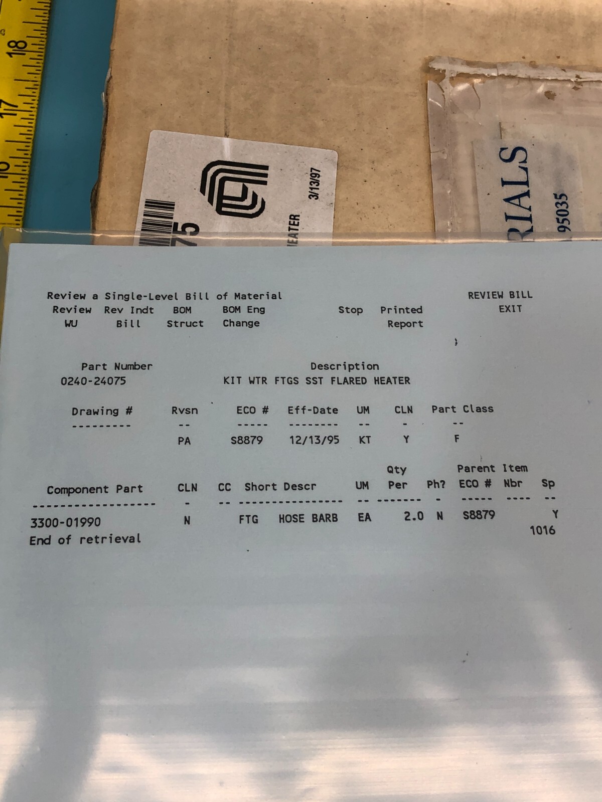 AMAT 0240-24075 KIT TTR FTGS SST FLARED HEATS, 161404