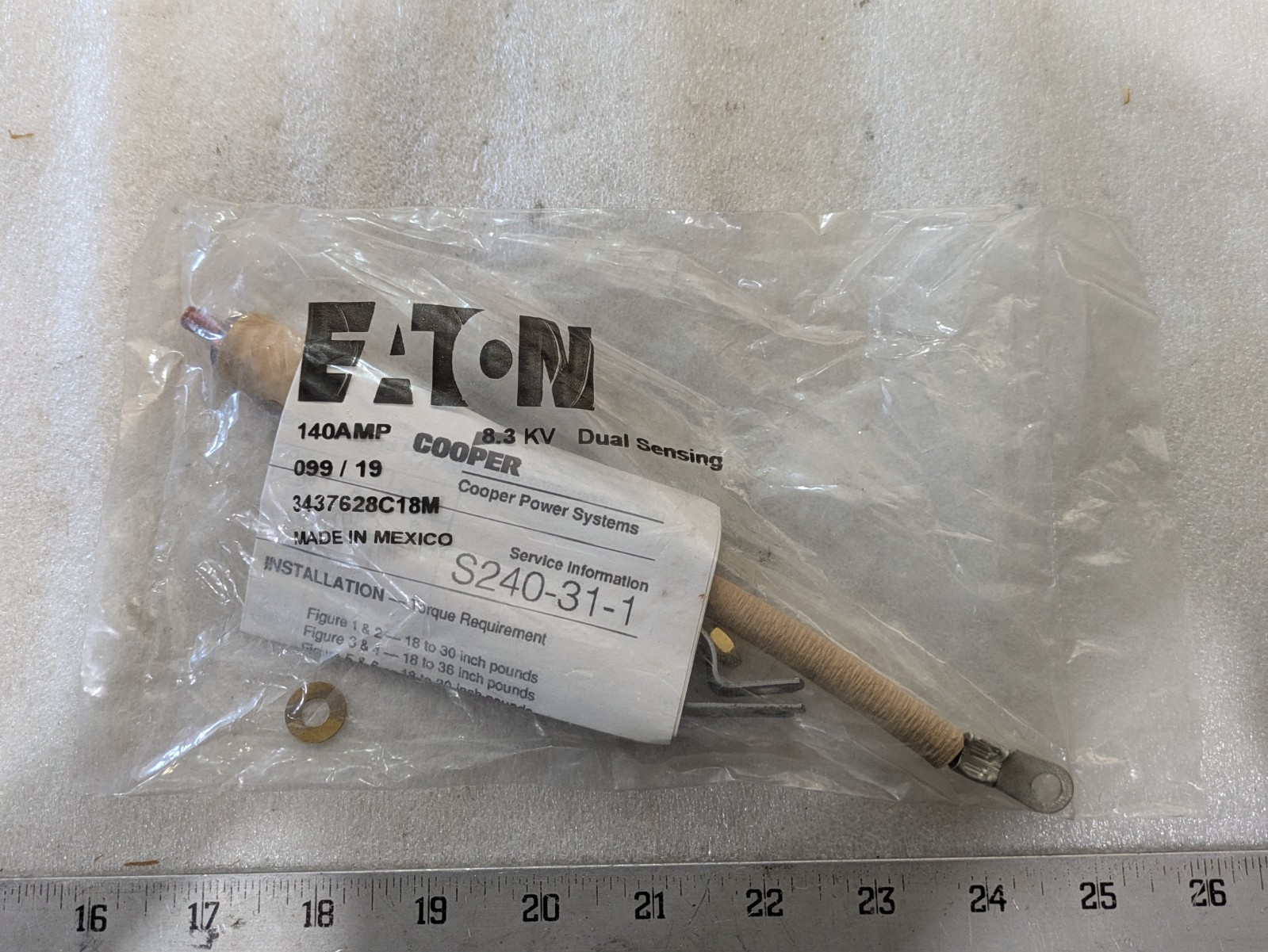 Eaton / Cooper Power Systems 3437628C18M – 140A, 8.3kV Dual Sensing Fuse (S240-3