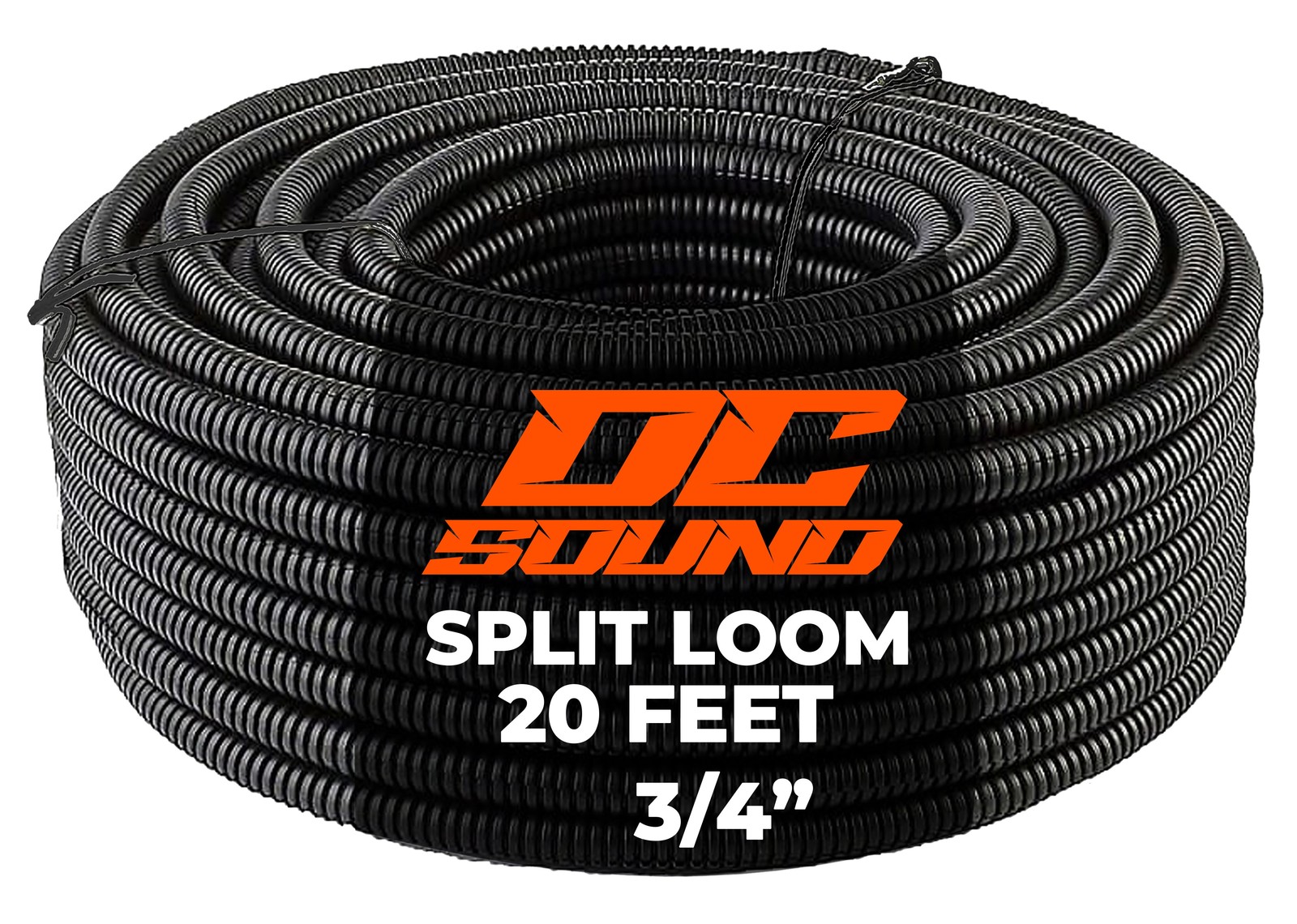 DC Sound 3-Pack 1/4″, 1/2″, 3/4″ x 20 Feet Each Split Wire Loom Convoluted