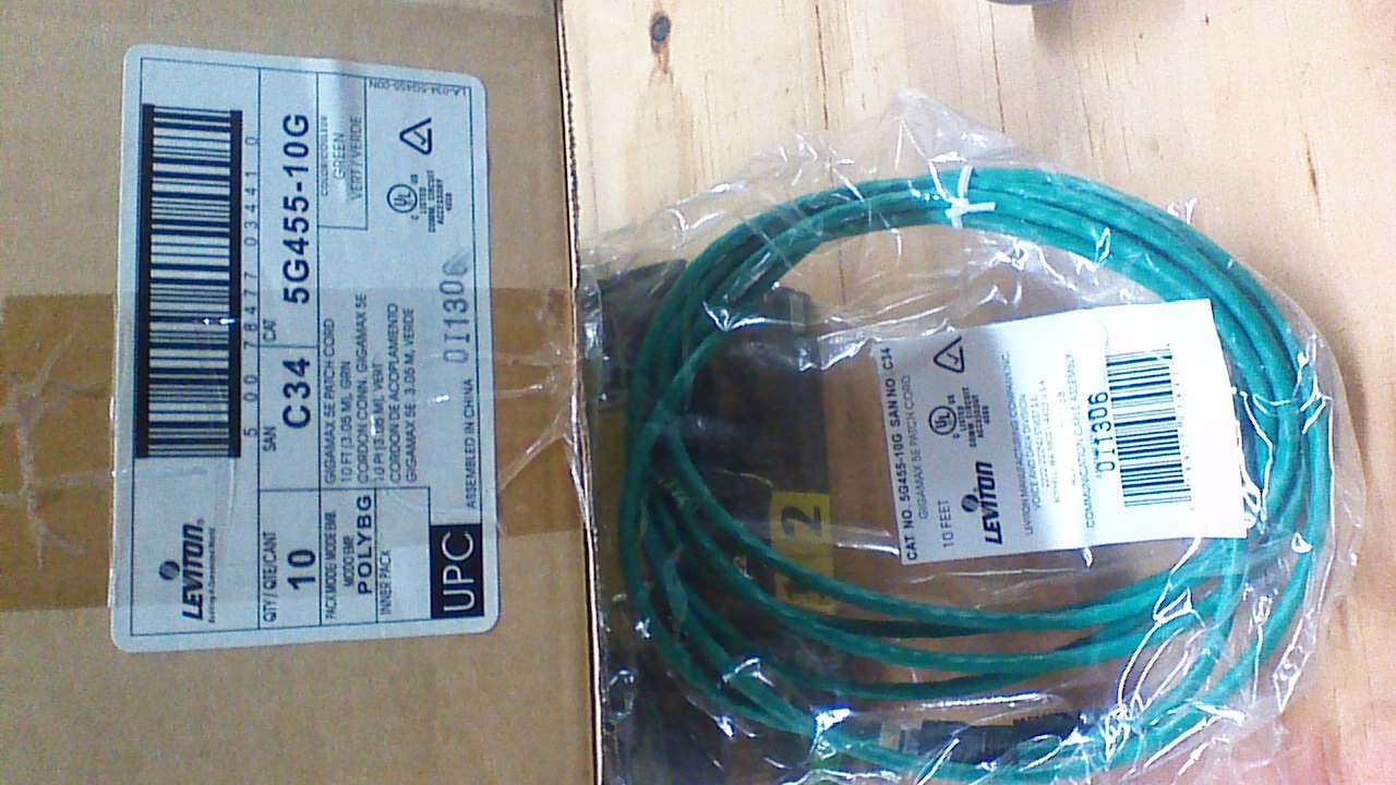 LOT OF 10 LEVITON Commnuncation Cable Gigamax 5E Patch Cord 5G455 10 foot. W-61