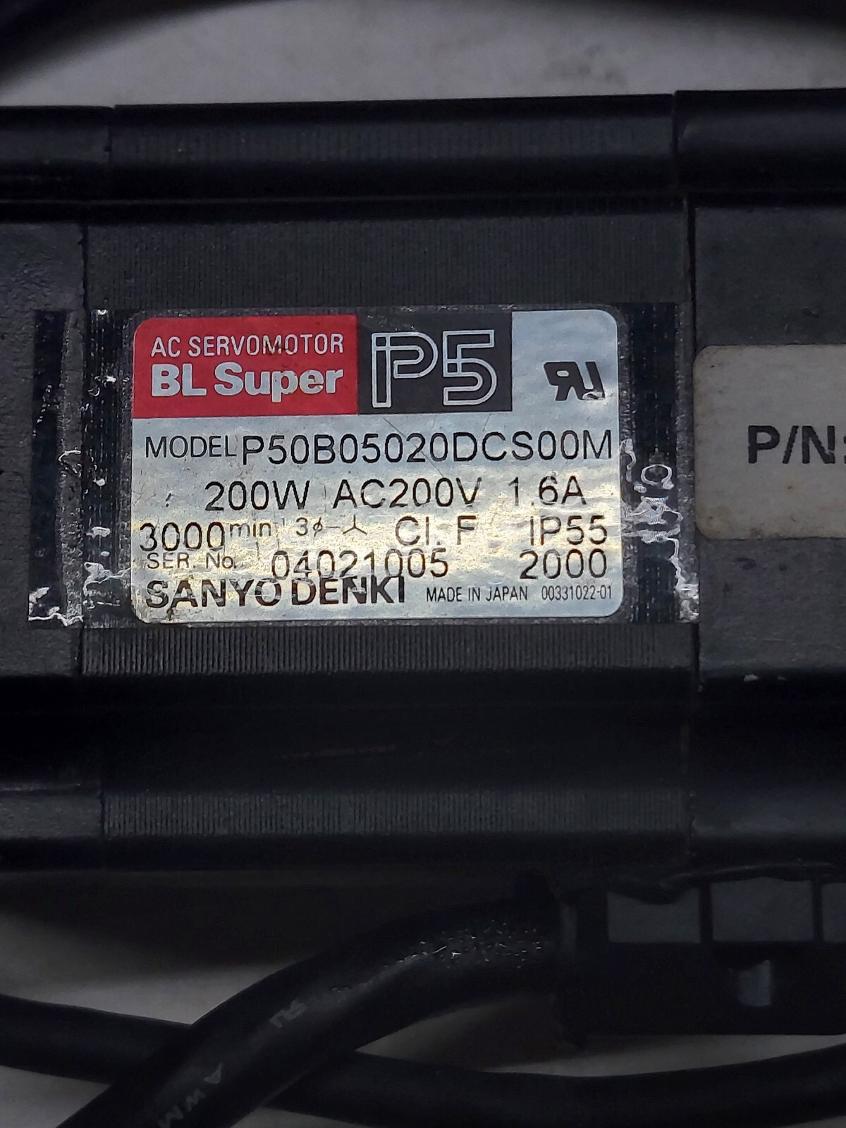 AMAT 0090-00655 SANYO DENKI P50B05020DCS00M SUPER AC SERVOMOTOR, LOOKS UNUSED