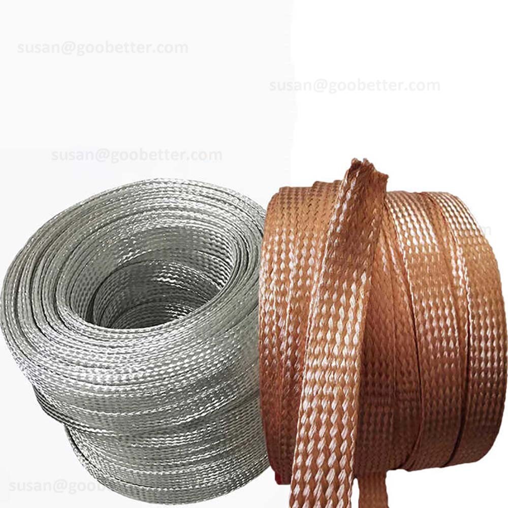 Braided Fabric Cable Flat Pure Copper / Tinned Copper Shield Braided Sleeve Wire