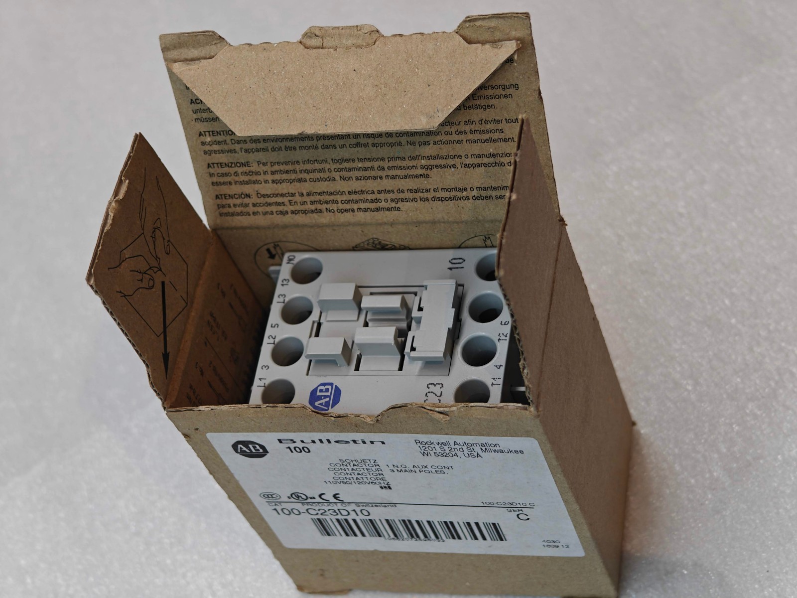 Allen Bradley, IEC Contactor, 120 VAC, 100-C23D10, 100-C23*10, New in Box, NIBOp