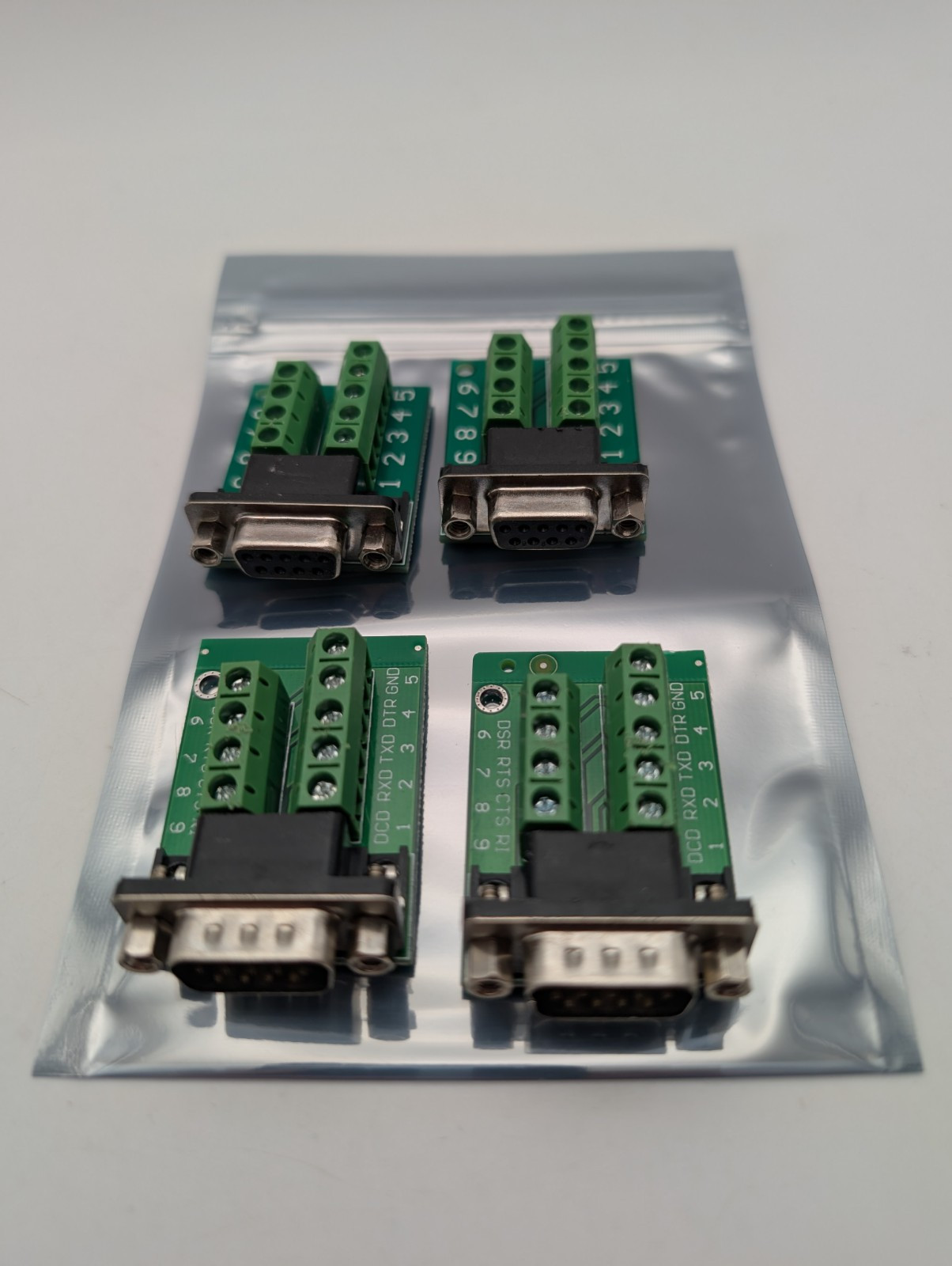 RS232 Serial DB9 2x Male 2x Female Adapter to Terminal Screw Connector Modules