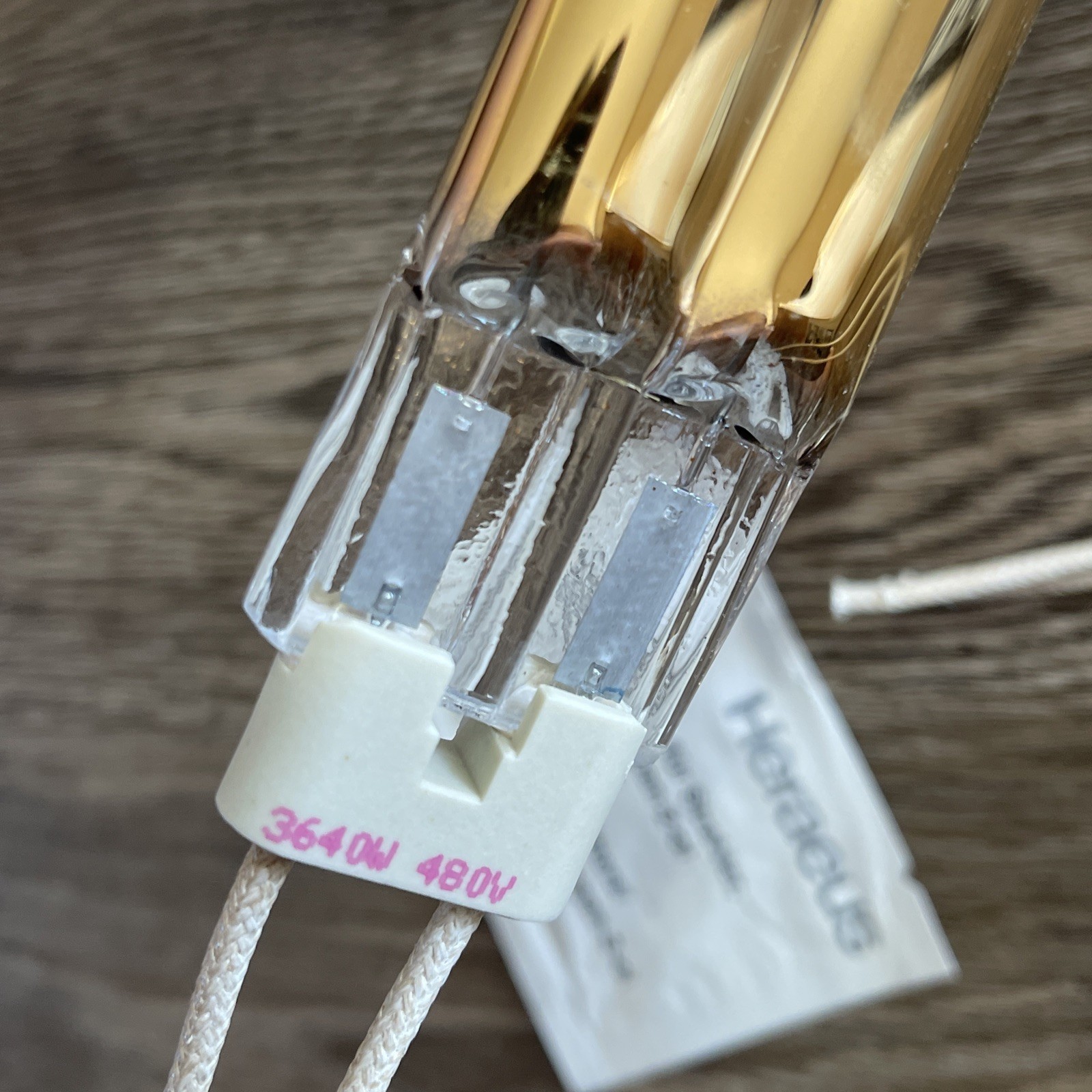 Heraeus 5151558 Twin-tube Quartz IR Infrared Emitter, 3640W 480V 630mm SW GOLD B