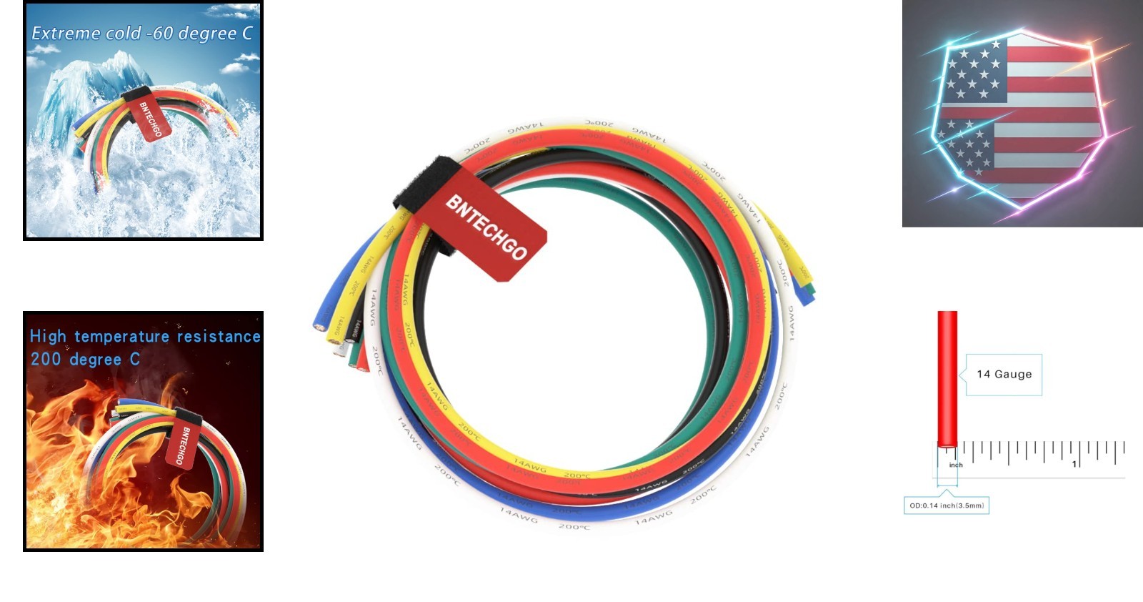 14 Gauge Silicone Wire Kit 6 Color Each 5 ft Flexible 14 AWG Stranded Tinned …