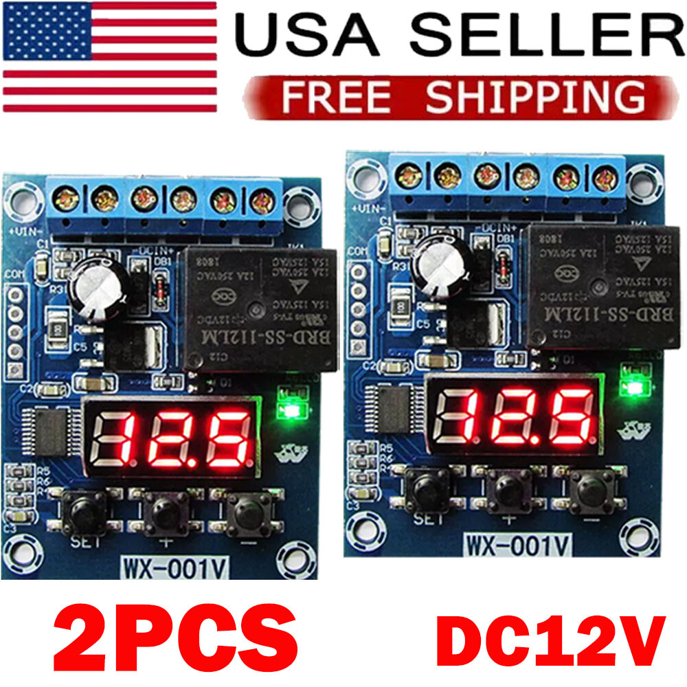2X DC12V Voltage Detection Module Relay Switch Charging Discharge Monitoring HOT