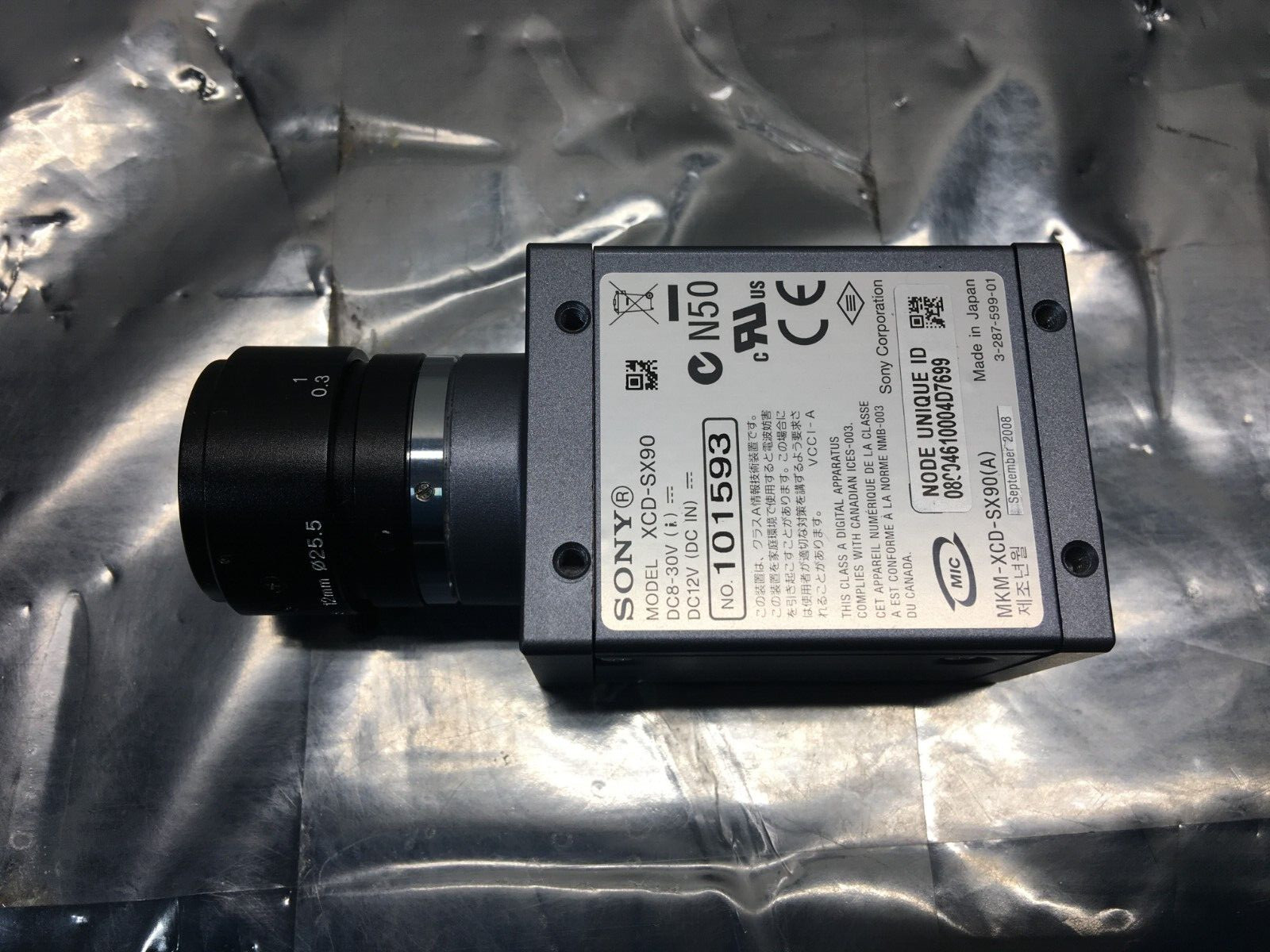 SONY XCD-SX90 Industrial CCD Camera Monochrome 1/3 Type Progressive Scan, 104879