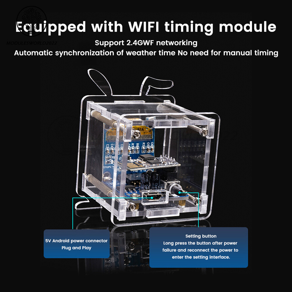 DIY ESP8266 Mini Weather Forecast Electronic Clock Kit 0.96″ OLED Display+Shell