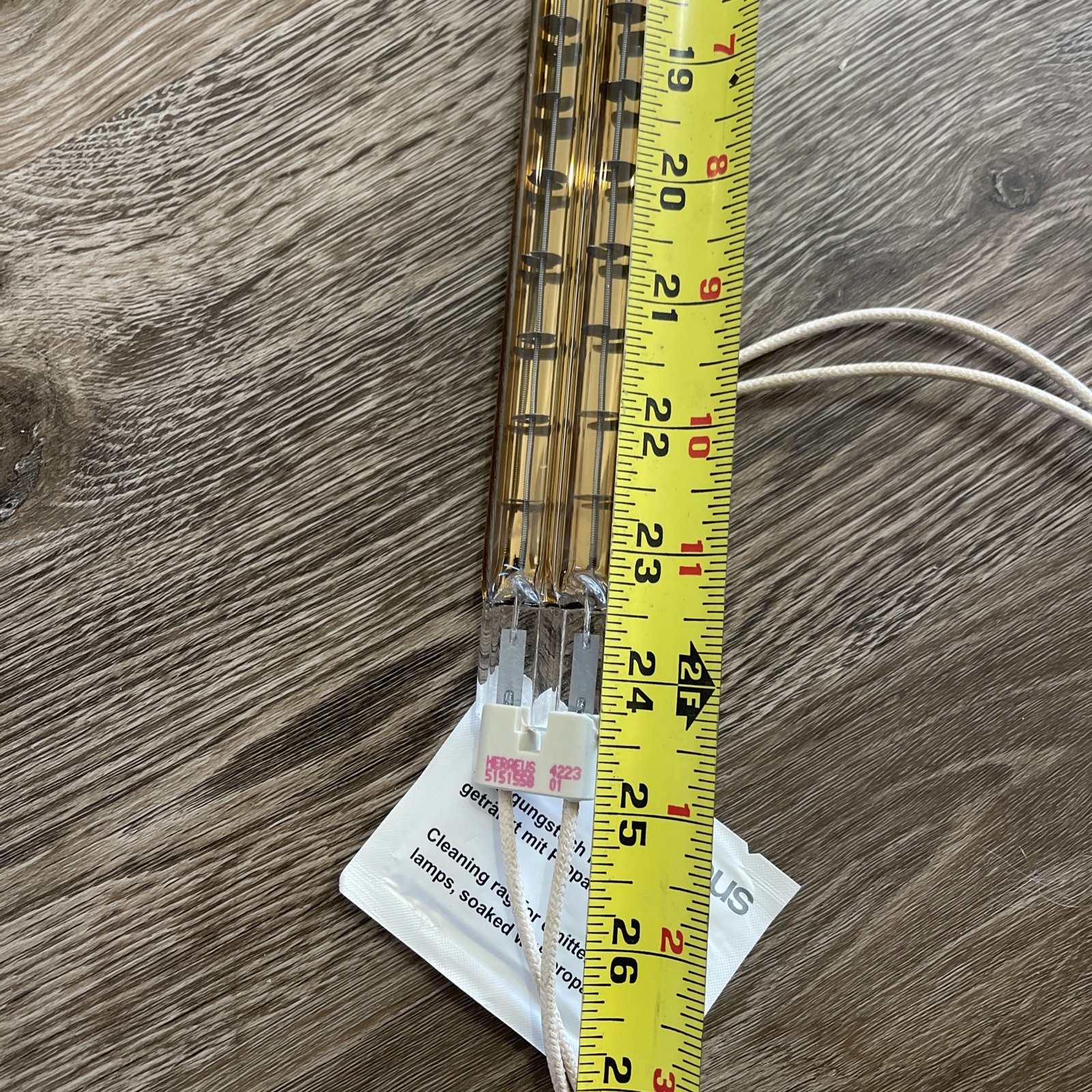 Heraeus 5151558 Twin-tube Quartz IR Infrared Emitter, 3640W 480V 630mm SW GOLD B