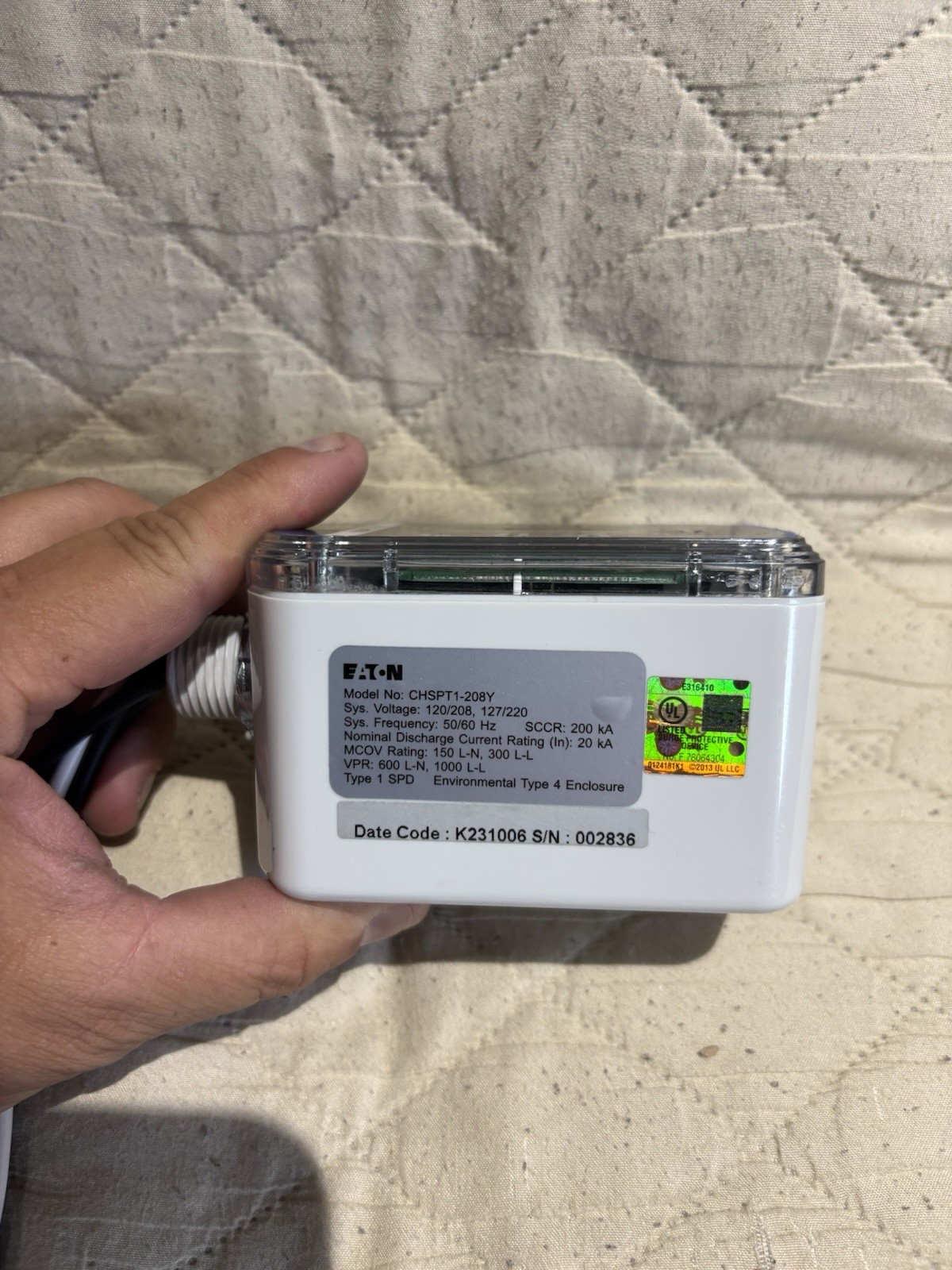 Eaton Cutler Hammer CHSPT1-208Y Surge Protective Device 208Y/120V 50 k READ INF