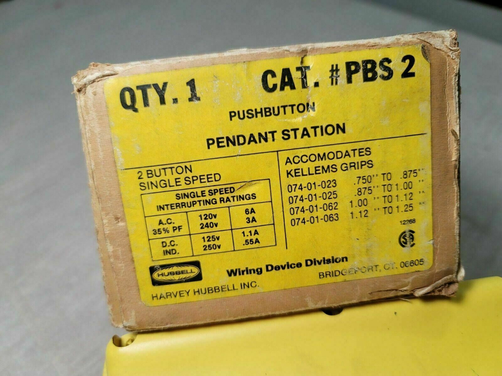 HUBBELL PBS2 1 Surge Protective Device Pendant Pushbutton Station