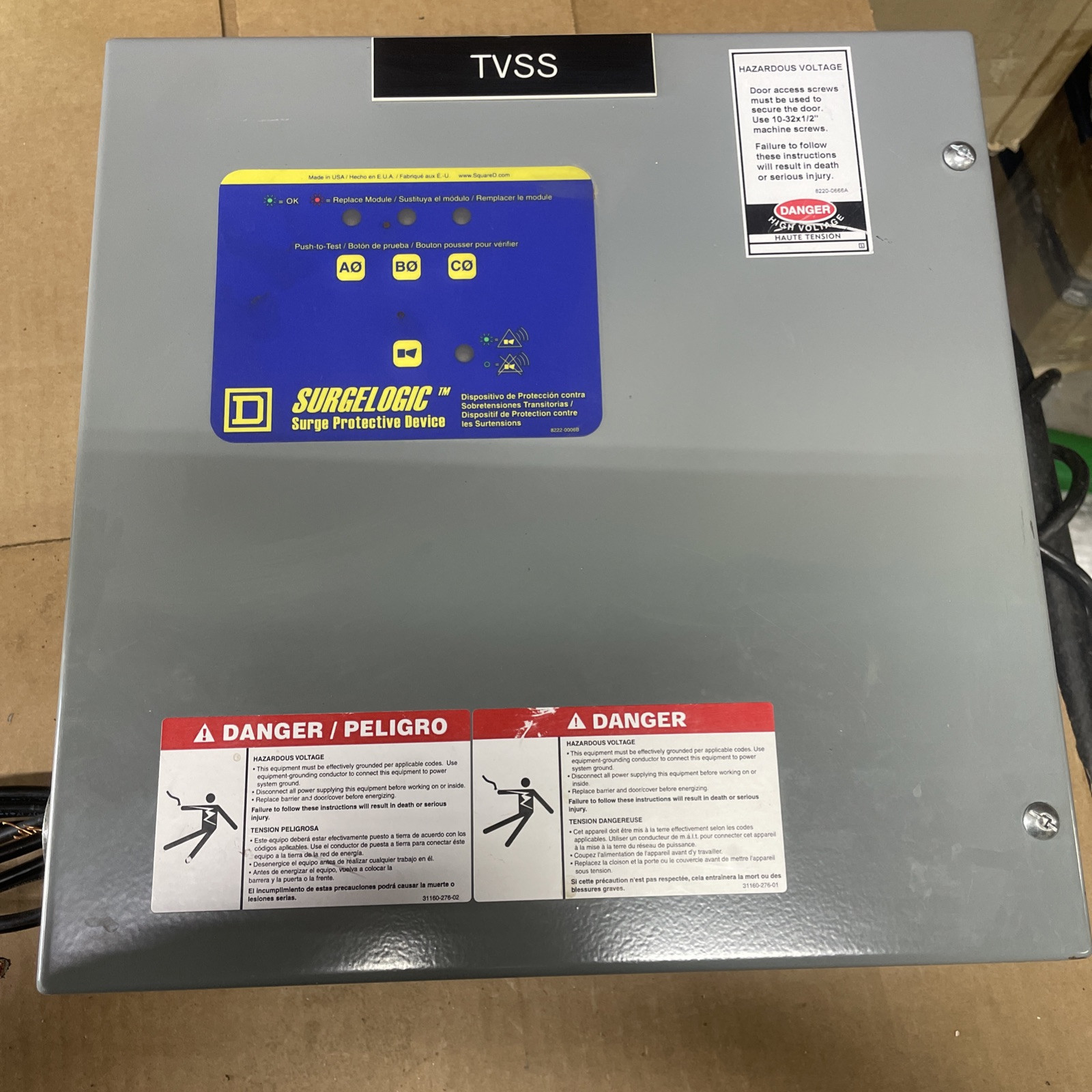 SQUARE D TVS3EBA16A 160kA SURGELOGIC SURGE PROTECTOR 3Ø 240/120 VAC