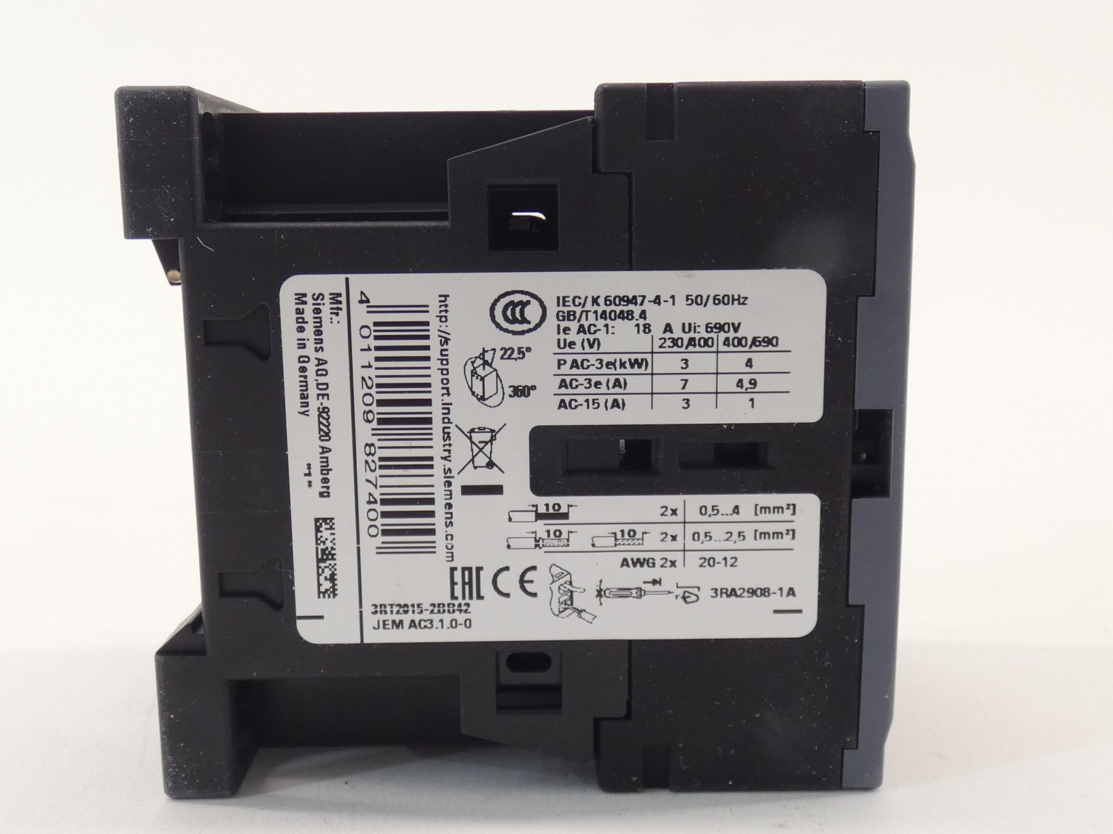 Siemens 3RT2015-2BB42 Contactor 7A 24VDC Sirius – NEW Surplus!