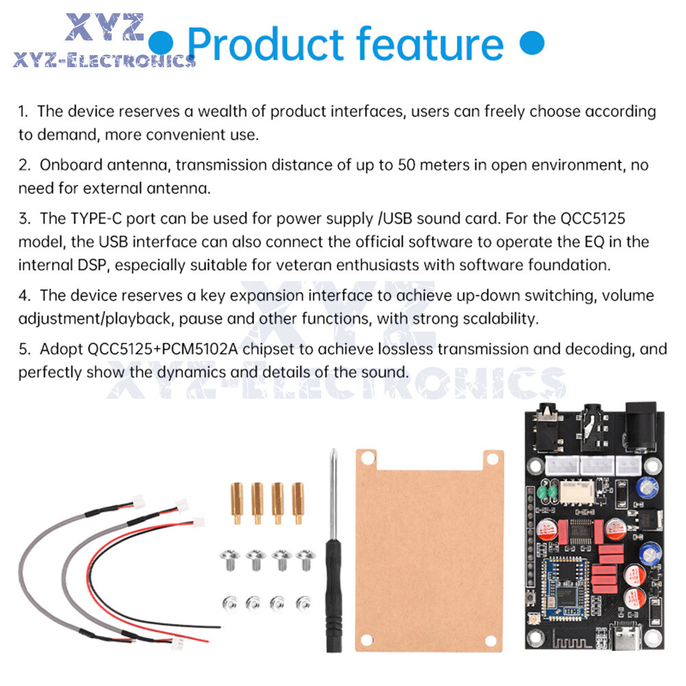 DC8-24V Bluetooth 5.1 DAC Decoder Board Receiver Board APTX HD QCC5125 LDAC