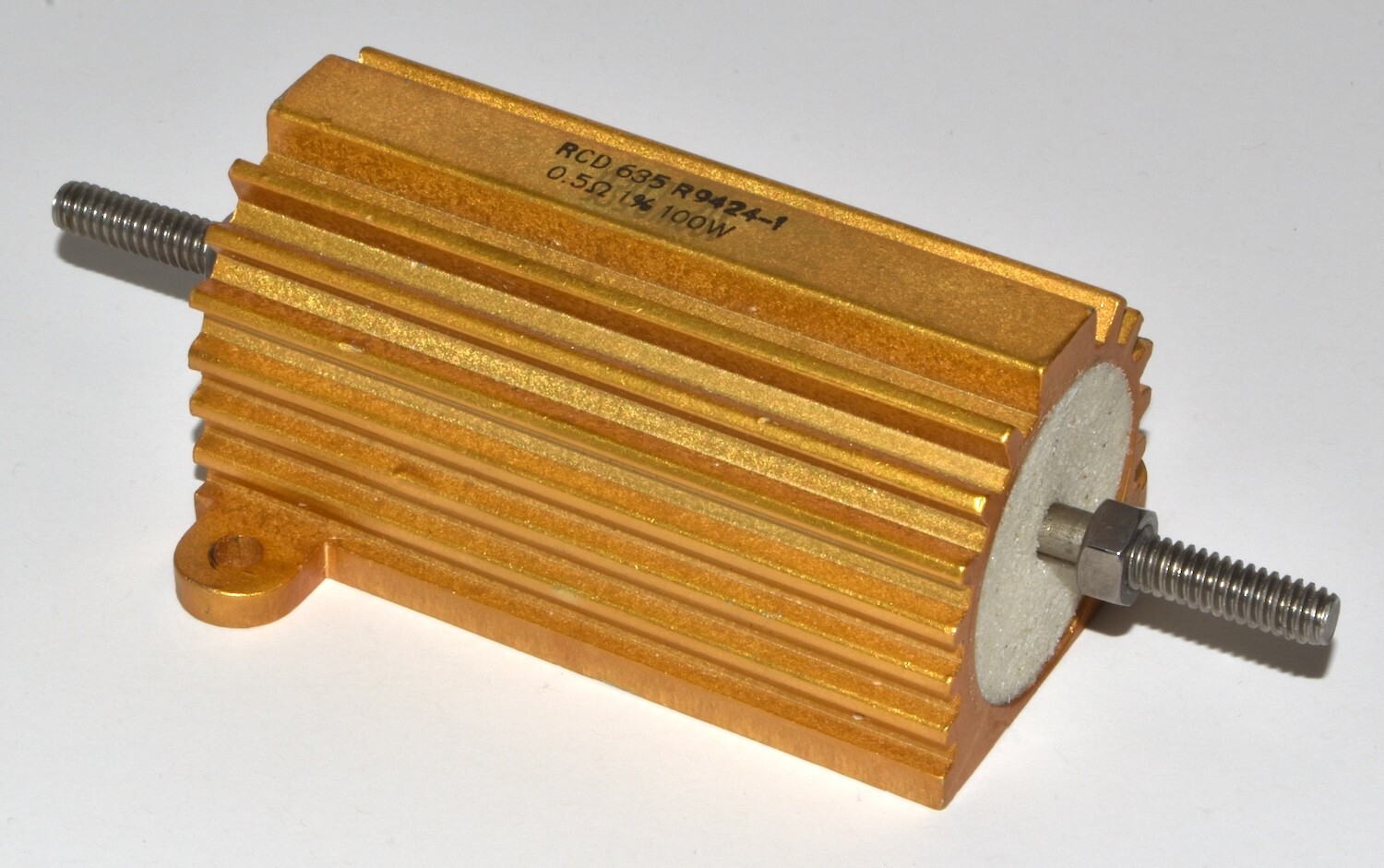 RCD 100W, 0.5Ω, 1% Aluminum Housed Resistor *Used* 635 R9424-1