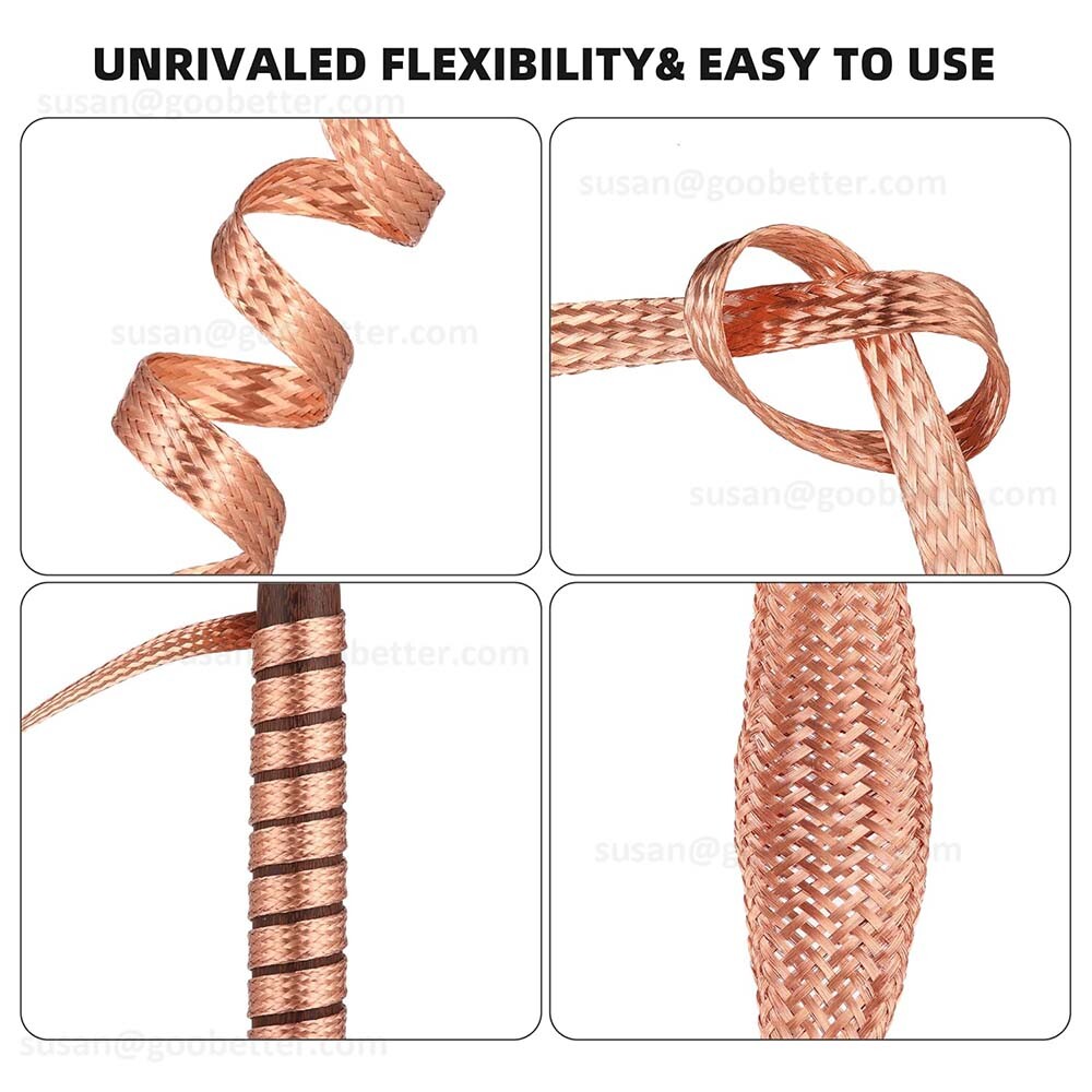 Braided Fabric Cable Flat Pure Copper / Tinned Copper Shield Braided Sleeve Wire