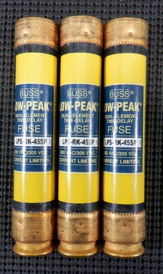 Cooper Bussmann LPS-RK-45SP Class RK1 45 Amp 600VAC Fuse – Lot of 3