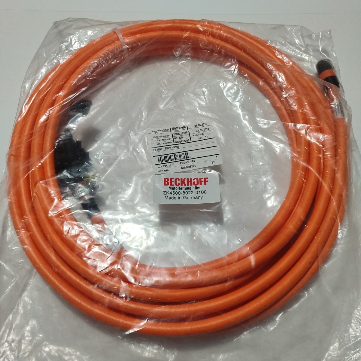 🟢 BECKHOFF ZK4500-8022-0100 10M Motor connection ITEC plug drag-chain cable