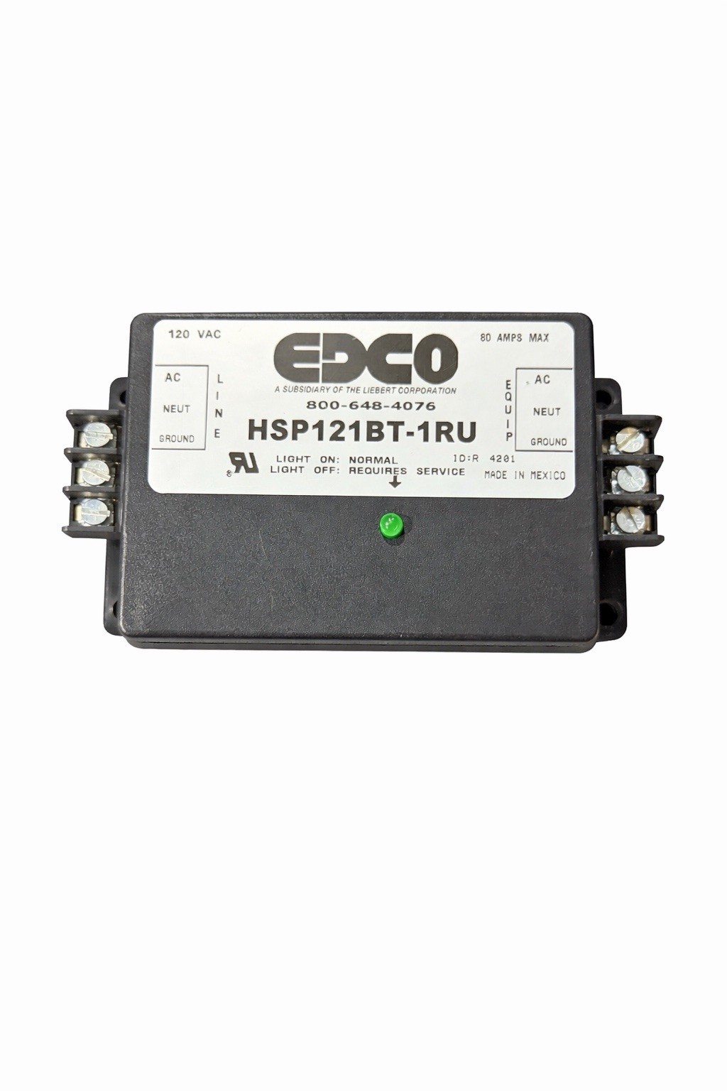 EDCO HSP121BT-1RU, Industrial/Commercial 120 VAC Power Feed Surge Protector