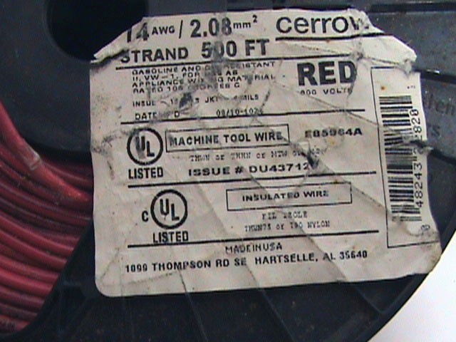 500 foot Cerrow Red Wire 14 AWG Stranded THWN ThHN or MTW 600 Volt V