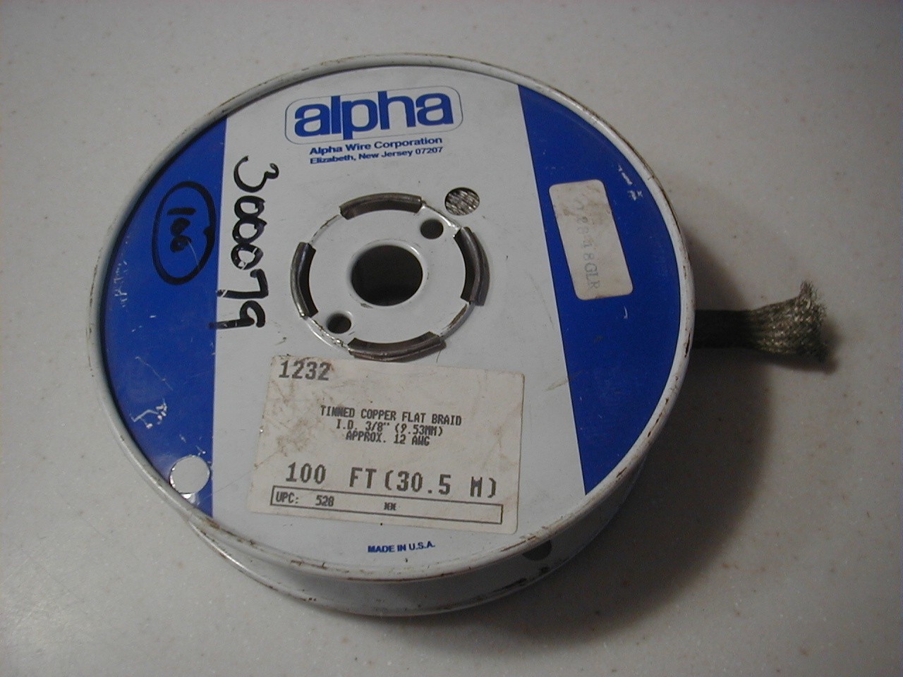 Alpha Wire #1232 3/8 inch tinned copper braid 100 ft NOS