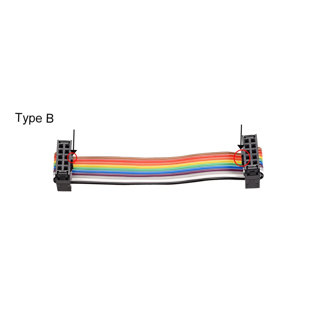 IDC 10 Pins Flexible Rainbow Ribbon Jumper Cable 66cm 2.54mm Pitch,1pc