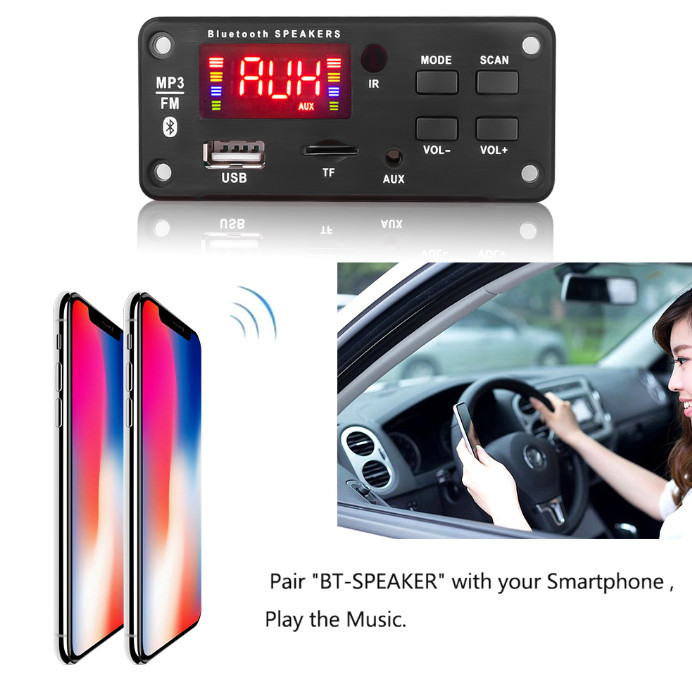 MP3 Player Decoder Board 12V Bluetooth 5.0 Car FM Radio Module Support TF USB