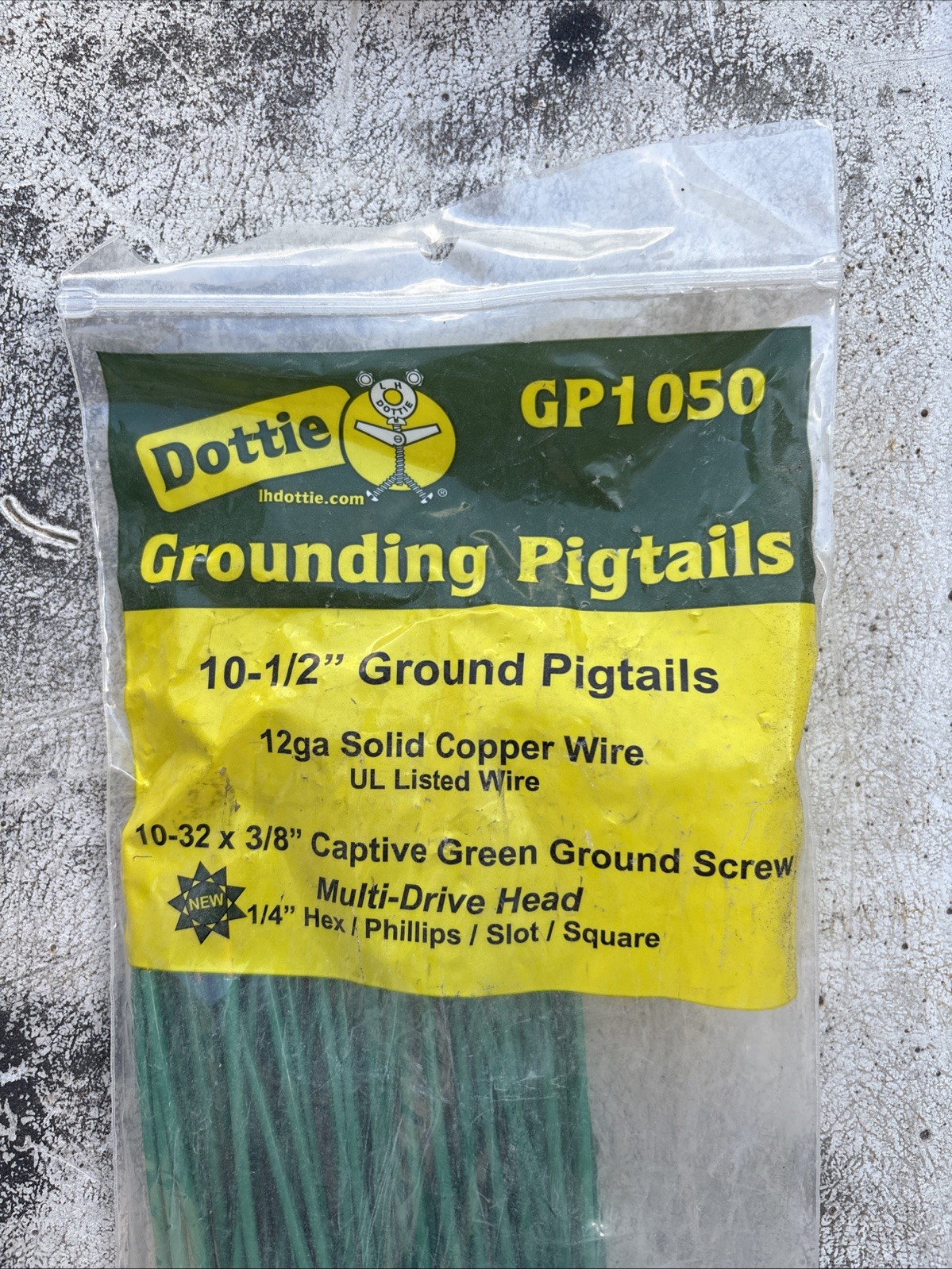 Dottie GP1050 10-1/2″ Ground Pigtails 12 Ga Solid Copper Wire, Lot of 50