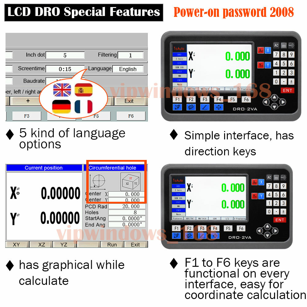 TOAUTO DRO Linear Scale 5um Digital Readout 100-1000mm Lathe Ruler Measure Tool