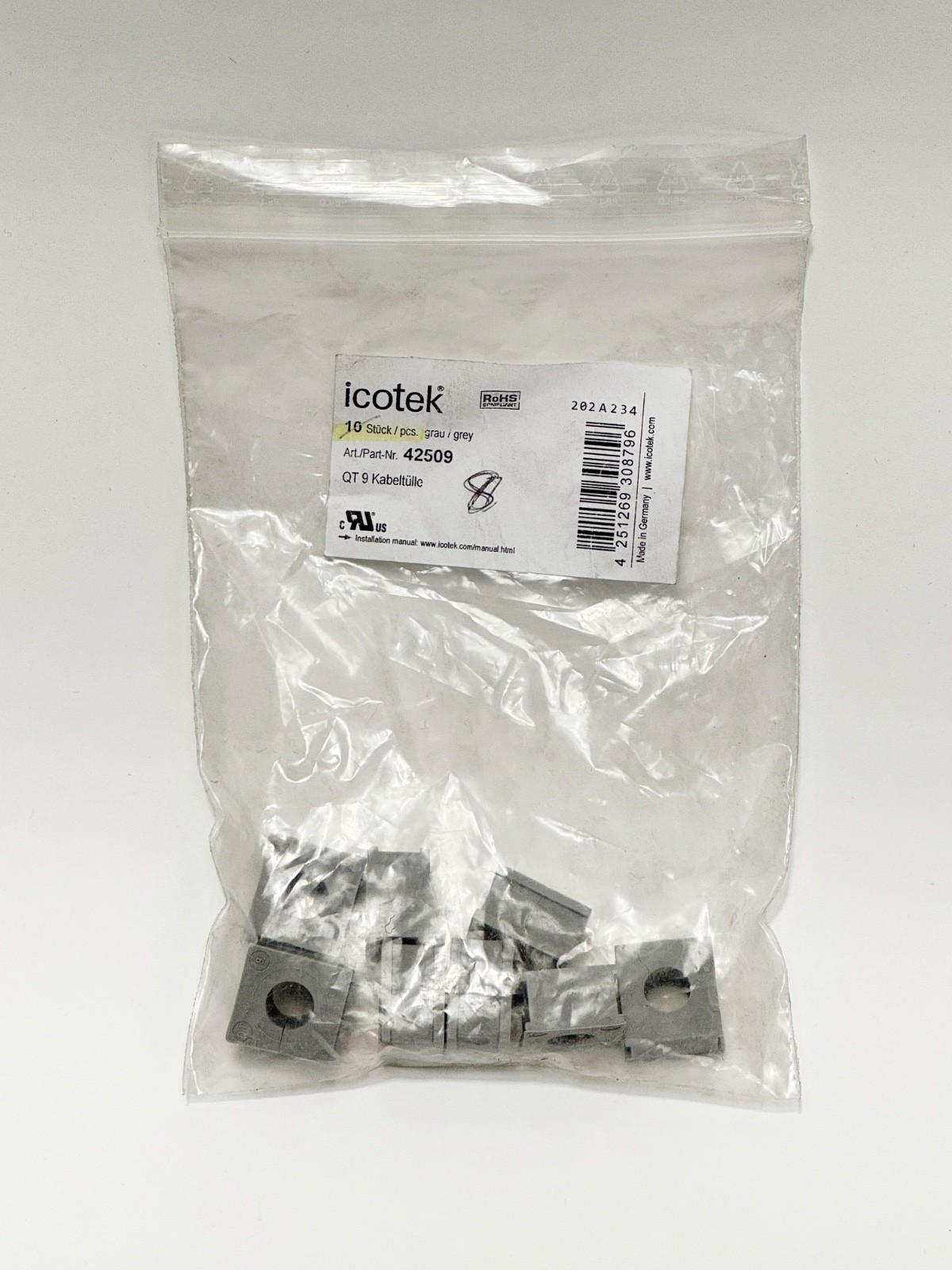 OPEN BOX Icotek 42509 QT 9 Split Cable Grommets 8pcs for Round cable