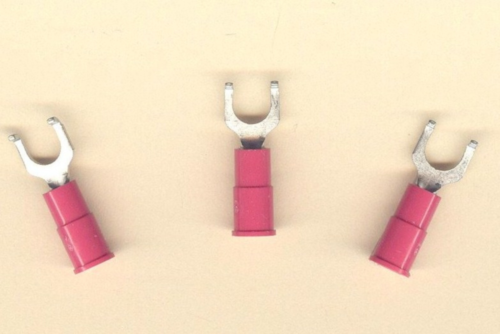 50 Red Insulated FLANGED Fork Spade Terminal Connector #22-18 Wire AWG #10 MOLEX