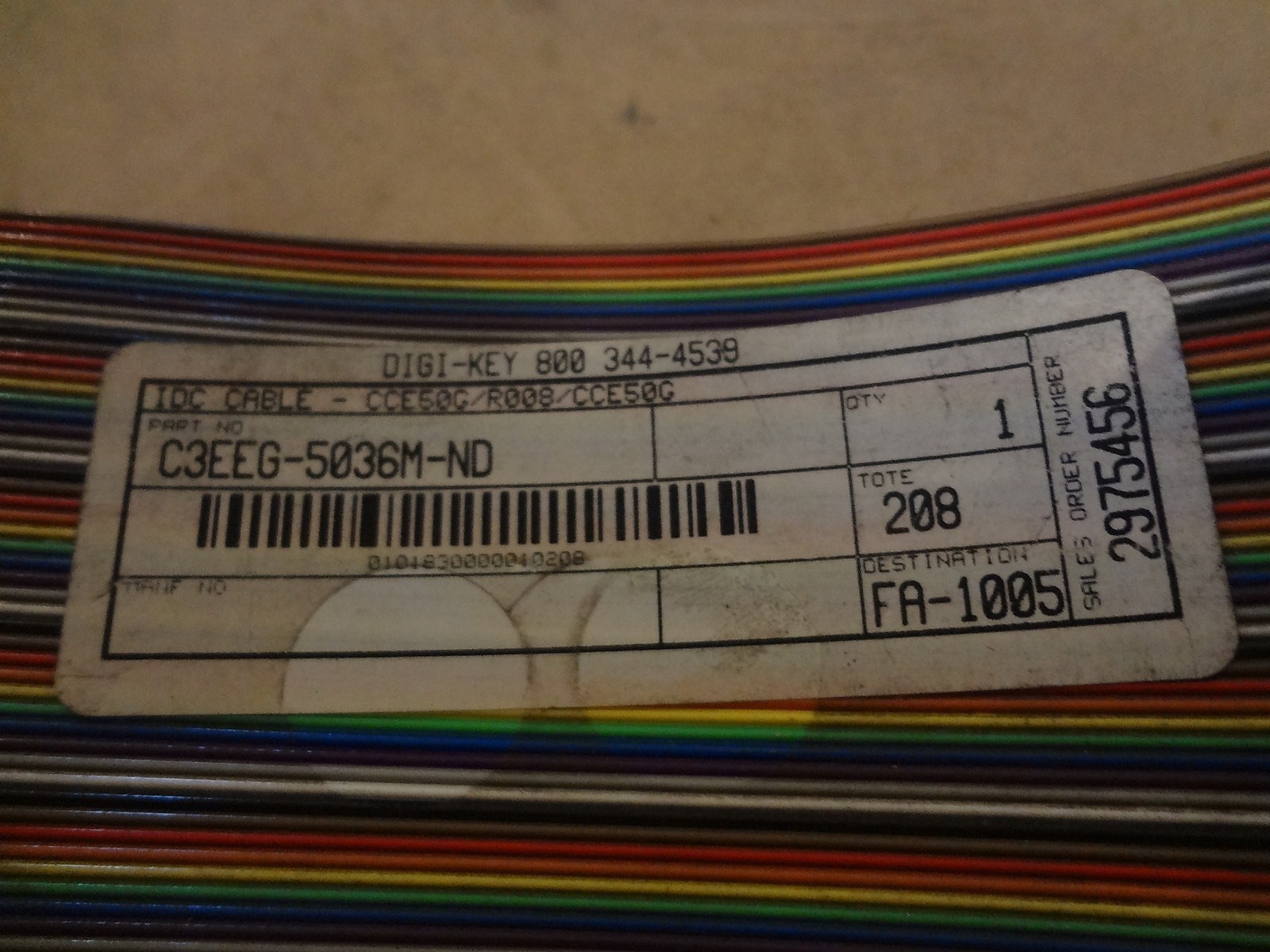 Qty=2: DIGI-KEY IDC CABLE C3EEG-5006-ND & C3EEG-5036M-ND DIGI-KEY 800 344-4539