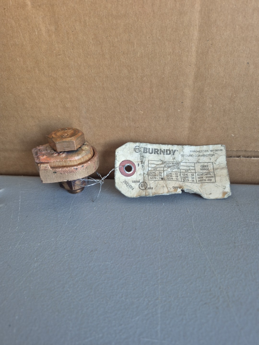 Burndy GZ26-58, 3 to 2/0 AWG Str, 5/8 Stud, Mechanical Grounding Connector, 1 pc