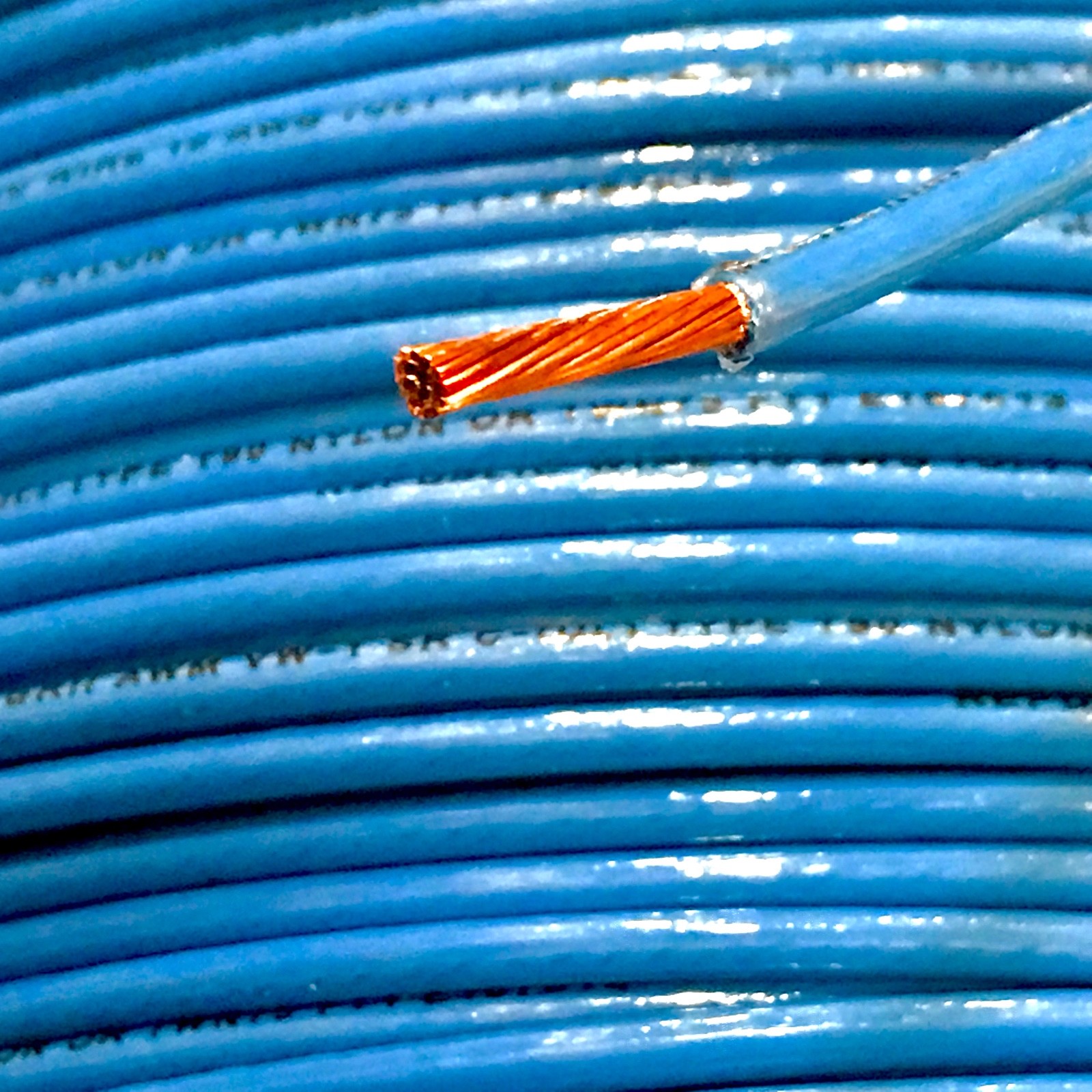 100 FT 14 AWG BLUE THHN THWN THWN STRANDED COPPER BUILDING WIRE