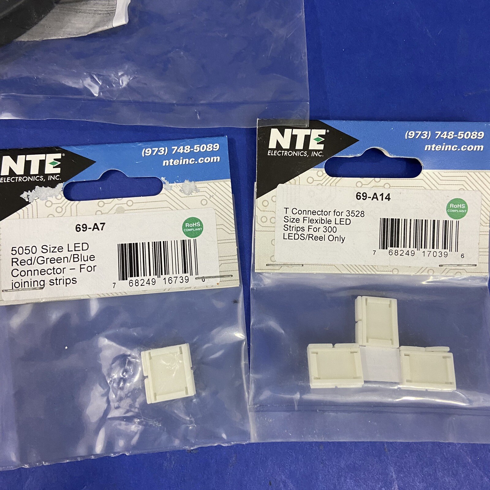 LED Flexible Strips And Various Connectors Lot of New And Used NTE Electronics